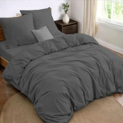Imagen de Dreamzie Juego de Cama 4 Piezas, Funda nordica 150, Sábana Bajera 160x200 cm y 2 Fundas Almohada 65 x cm, Color Gris, para Doble, 100 Hilos/cm2 Microfibra, Oeko Tex