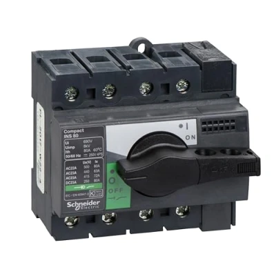 Imagen de Schneider Electric 28905 Compact INS80 Interruptor Seccionador, 4 Polos, 80A, 62.5mm x 90mm 85mm
