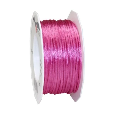 Imagen de PRÄSENT cordón RHEIN fucsia, trenzado para regalos 50 m, paquetes y obsequios, 3 mm de ancho, accesorios decoración manualidades, cintas decorativas resistentes al desgarro