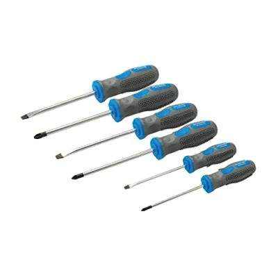 Imagen de Silverline Tools 546524 Juego de destornilladores agarre suave uso general , 6 piezas, bicolores (azul / gris)