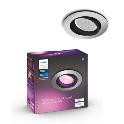 Imagen de Philips Hue White &amp; Color Ambiance Centura focos empotrables redondos 1 pack, regulables para sistema de Hue, 16 millones colores, control inteligente la luz mediante voz y app, aluminio
