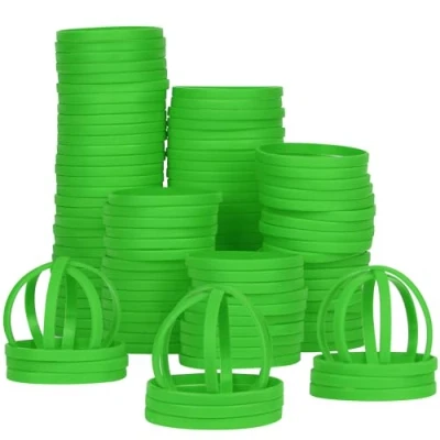 Imagen de LVNRIDS 100 Pulseras de Silicona para Adulto, 8 inch Longitud elásticas Goma Deportes Regalos a granel Suministros Profesores Decoraciones fiestas Verde