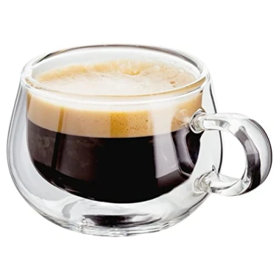 Imagen de Judge JDG25 Set de 2 tazas café expreso con asa Doble pared cristal vacío en su interior Hechas a mano Resistentes al calor Se pueden meter el lavavajillas 75 ml