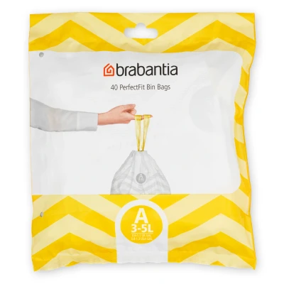 Imagen de Brabantia Bolsas de Basura PerfectFit (Código A/3L) Extra Resistentes con cinta cierre (40 Bolsas)