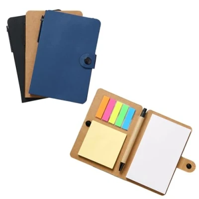 Imagen de KHIRY 3 Piezas Cuadernos de Notas Diario con Rayas Bolígrafo y Adhesivas, Libreta Premium Tapa Estilo Corcho, Libretas Escolares Oficinas