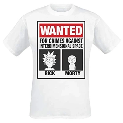Imagen de Rick and Morty T Shirt Hombre Wanted Poster Manga Corta Top Blanco Medium