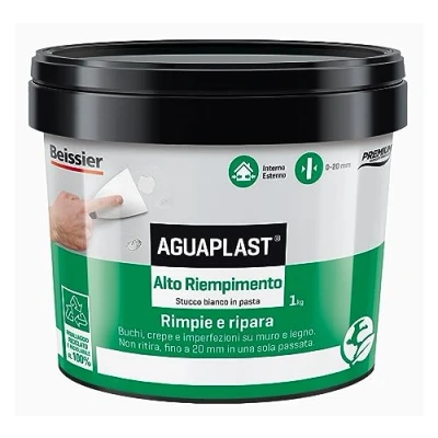 Imagen de Aguaplast Alto relleno, masilla de pasta para rellenar y alisar en pared madera, reforzado con fibras 1 kg
