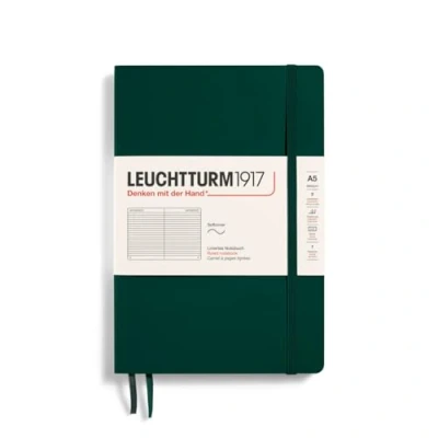 Imagen de LEUCHTTURM1917 367270 Libreta Medium (A5) 145 x 210 mm, Tapa Blanda, 123 páginas numeradas, Forest Green, Lineas