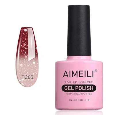 Imagen de AIMEILI Esmaltes Semipermanentes para Uñas Temperatura Cambio De Color Camaleón Soak Off UV LED Gel Chocolate Spark (TC05) 10ml