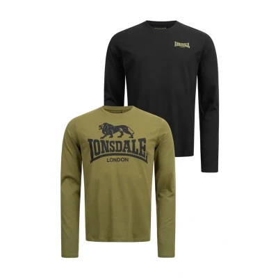 Imagen de Lonsdale Normale Passform Doppelpack Ayrshire Camiseta de manga larga, Hombre, Talla: Medium, Black olive
