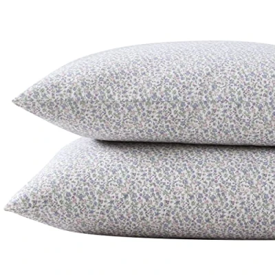 Imagen de Laura Ashley Juego de Funda Almohada estándar, Ropa Cama algodón percal Transpirable, decoración del hogar crujiente y Fresca (Morado Emogene, 2 Piezas)
