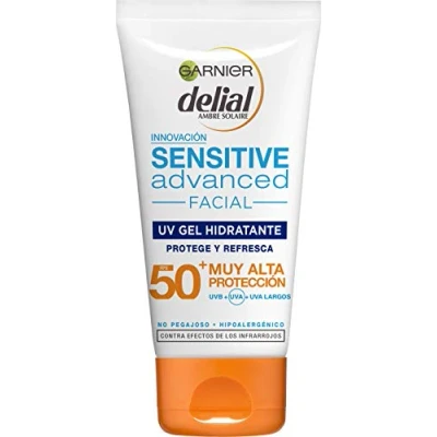 Imagen de Garnier Delial Sensitive Advanced, Protector Solar Facial UV Gel Hidratante IP50 plus, 50 ml (Paquete de 1)