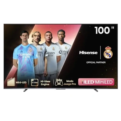 Imagen de TV Mini LED 100&quot; Hisense 100U7KQ, UHD 4K, Quantum Dot Colour, Modo Juego, Dolby Vision IQ &amp; Atmos, Negro