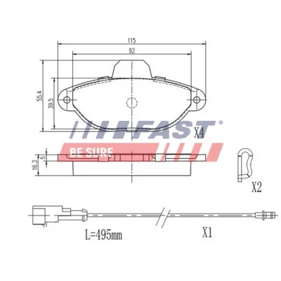 Imagen de FAST FT29051 Juego de pastillas freno Eje delantero con sensor desgaste incorporado FIAT: Punto II Hatchback, I Hatchback