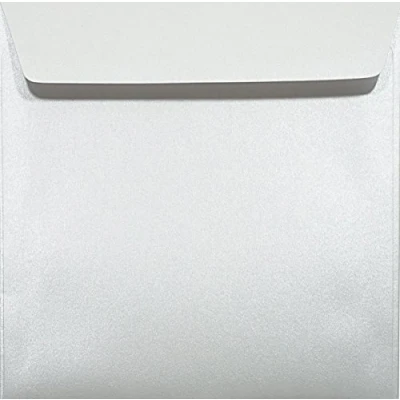Imagen de Netuno 25 sobres cuadrados blancos nacarados DIN 156x156mm 120g Majestic Marble White con solapa recta engomada sin ventana perlados para invitaciones tarjetas boda Navidad cumpleaños dinero regalo