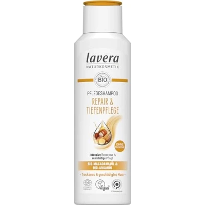 Imagen de lavera Champú Expert &amp; Deep Care con aceite de macadamia orgánico y quinoa orgánica intensivamente rico cabello nutrido cosmético natural vegano 250 ml