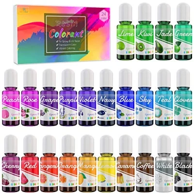 Imagen de Colorante de Resina Epoxi UV 24 Colores Pigmento Líquido para Arte Resina, Fabricación Joyas Concentrado Colorear, Pinturas, Artesanía x 10ml