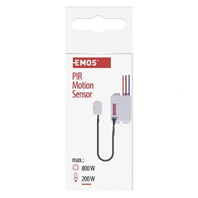 Imagen de EMOS Mini Detector de Movimiento por Infrarrojos para Interior con Sensor, Campo Trabajo 360, Alcance 6 m, sensibilidad 3 2000 Lux, duración iluminación Ajustable, Altura instalación