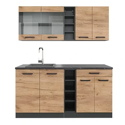 Imagen de Vicco Cocina versátil R Line, Oro Power Roble/Antracita, 160 cm, ET Antracita