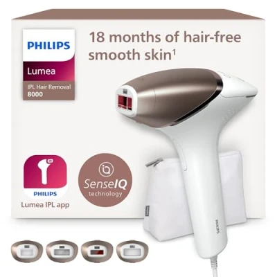 Imagen de Philips Serie 8000, Depiladora Luz Pulsada Lumea, IPL, Piel Suave Desde Casa, Con Funda, Accesorios para el Cuerpo, Cara, Bikini y Axilas, Alternativa a Depilación Láser. BRI948/00