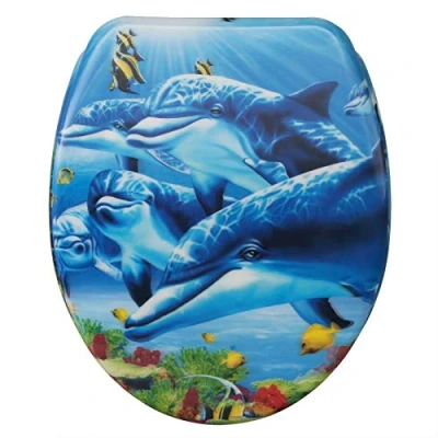 Imagen de WOLTU Tapa WC Universal,Asiento para Inodoro, Asiento De Inodoro en Forma O, Cierre Suave Lento, Bisagras Ajustables,Fácil Montar