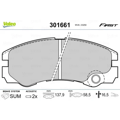 Imagen de VALEO 301661 Juego de pastillas freno FIRST Eje delantero con contacto avisador desgaste sin chapa antichirridos OPEL: Frontera B SUV