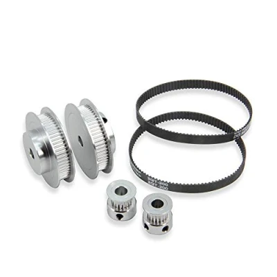 Imagen de Zeberoxyz 2 piezas conjunto GT2 rueda síncrona 20 y 60 dientes 6.35mm agujero polea dispensadora de aluminio con longitud 200mm ancho 6mm cinturón (20 60T 6.35B 6)