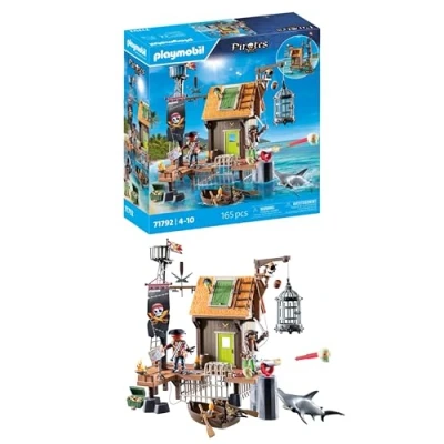 Imagen de PLAYMOBIL Pirates Puerto Pirata con prisión de corsarios Figuras Piratas Juguetes Juguete para niños y niñas a Partir 4 años 71792