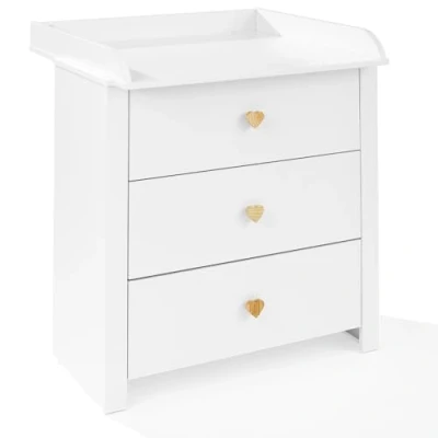 Imagen de ATB Cómoda Blanca con Cambiador extraíble MDF Cajones silenciosos Mueble para bebé Decoración Dormitorio Diseño Moderno Almacenamiento Acabado Resistente
