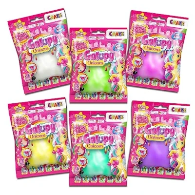 Imagen de CRAZE Magic Slime, Slime para Niños, 6 Bolsas de 75ml, con Figura Sorpresa Galupy Unicornio niñas, Colores, Sin Residuos