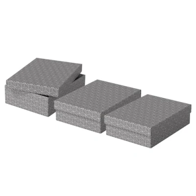 Imagen de Esselte Caja Mediana de Cartón para Almacenaje y Regalos con Tapa, Pack 3, Organización la Oficina Casa, 100% Reciclado Reciclable, Diseño Geométrico, Gris, 628285