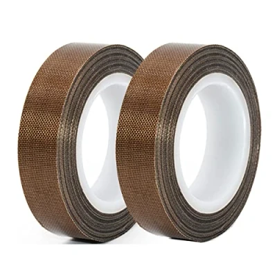 Imagen de Qrity 2 Piezas Alta Temperatura Cinta, Cinta de Teflón, Adhesiva 15mm x 10m, Espesor 0,18mm, Teflón para Máquina Selladora al Vacío, Impresora 3D