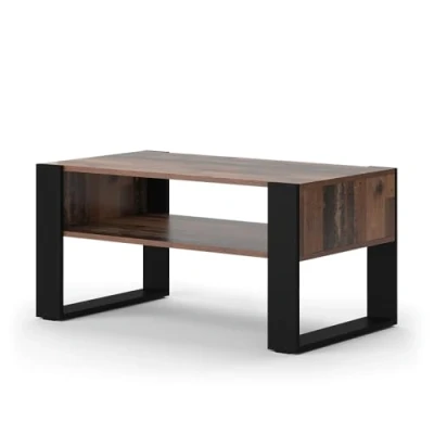 Imagen de Vicco Mesa de Centro Olli, Madera Antigua/Negro, 92 x 45.6 cm con Estante
