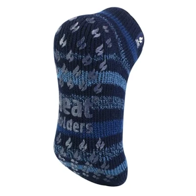 Imagen de HEAT HOLDERS calcetines térmicos para hombre de 2,3 tog, cálidos, gruesos, antideslizantes, corte bajo, entrenamiento con agarres invierno, azul (stripe), ^