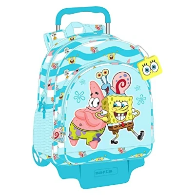 Imagen de Safta Mochila con Carro Bob Esponja Stay Positive 33X42X14Cm, Multicolor (612291313)