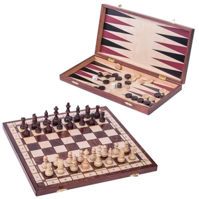 Imagen de Square Juego SENADOR 3 en 1 Ajedrez de Madera Backgammon Dama 40 x cm