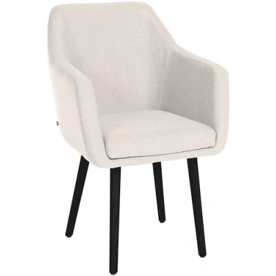 Imagen de CLP Silla De Salón Utrecht Acolchada &amp; Tapizada En Tela I Butaca Dormitorio Moderna con Base Madera I, Color:Crema, Color del Marco:Negro