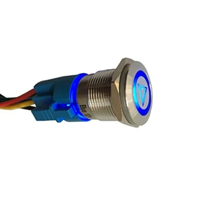 Imagen de Mintice 12V Coche Vehículo Azul LED Luz Emergencia Peligro Advertencia Botón de interruptor Palanca Basculante Impermeable 19mm Conmutador Acero Inoxidable Enchufe