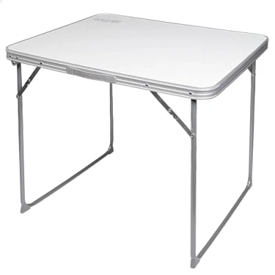 Imagen de AKTIVE Mesa camping plegable, ligera, patas plegables, 80x60x70 cm, madera MDF, estructura de acero, color blanco, asa transporte (52814)