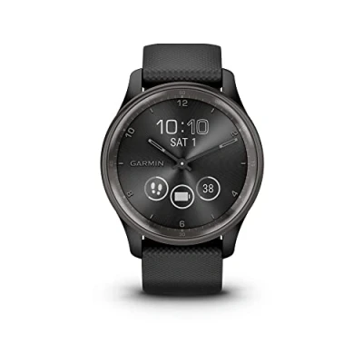 Imagen de Garmin Vivomove Trend, Elegante Smartwatch Híbrido de 40 mm con Sofisticado Aspecto Analógico, Bisel Acero Inoxidable y Funciones Inteligentes, Negro