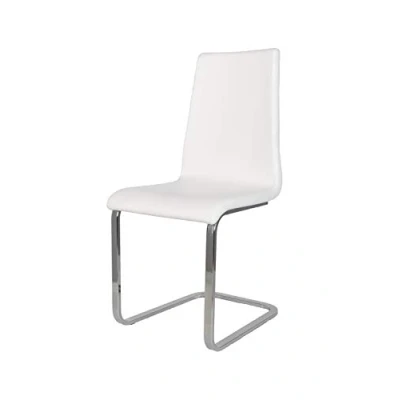 Imagen de t m c s Tommychairs Silla Berlin Estilo Cantilever con Patas de Acero Cromado Alta Resistencia y Asiento en Madera Multicapa, tapizado Polipiel Color Blanco