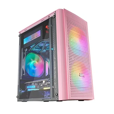 Imagen de Mars Gaming MC300P Rosa, Caja PC Micro ATX, Cristal Templado, Frontal MESH, 3xVentilador FRGB