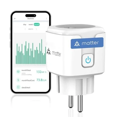 Imagen de Greensun Matter enchufe inteligente con consumo de energía, WLAN medidor electricidad para la central eléctrica del balcón, Home Assistant Smart Plug 16A