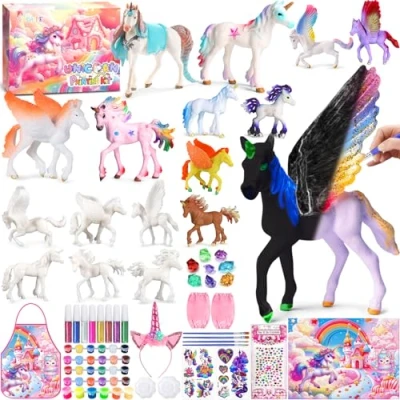 Imagen de RDDAIPE Unicornios para Niñas Figuras Pintar Kit,Unicornio Pintar,con 17Unicornios Manualidades con Brillo en la Oscuridad,Unicornio Juguete Regalos Niña Cumpleaños,Navidad,Juego Unicornia