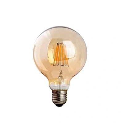 Imagen de LEDSone bombilla de rosca G95 E27, LED Edison, regulable 220 V, 450 lúmenes, blanco cálido 2700 K, filamento (8 W)