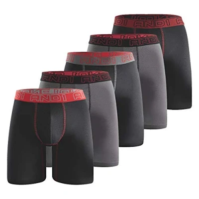 Imagen de AND1 Bóxer Hombre Pack de 5 Algodon Calzoncillos Multicolor Ropa Interior Basic Underwear Deporte (5 Pack,M)
