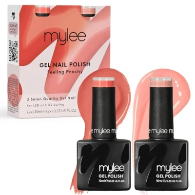 Imagen de MyGel by MYLEE Feeling Peachy Set de Esmalte Uñas en Gel 2x10ml UV/LED Nail Art Manicura Pedicura para Uso Profesional y Doméstico Larga Duración Fácil Usar