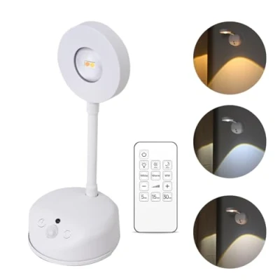 Imagen de Vicloon Aplique Pared Interior,Lámpara de LED con 3 Modos Color,Lámpara Recargable Regulable,Luz Interior Giratoria 360 Carga USB,Apliques Dormitorio