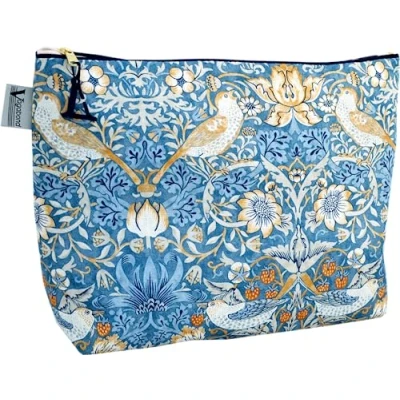 Imagen de Vagabond Bags Ltd William Morris Strawberry Theif Saco grande, Blue, 30cm x 22cm 10cm, Bolsa suave con cierre de cremallera