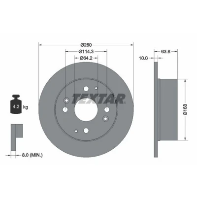 Imagen de TEXTAR 92138600 Disco de freno 260 10 04/08 114,3 macizo sin perno sujeción rueda, buje rueda HONDA: ACCORD 6 Limousine, Coupe